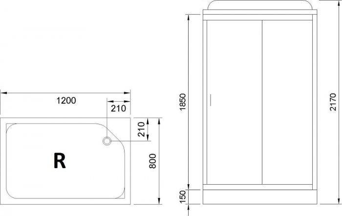 Душевая кабина 120х80 см Royal Bath HP RB8120HP2-M-R стекло матовое с гидромассажем