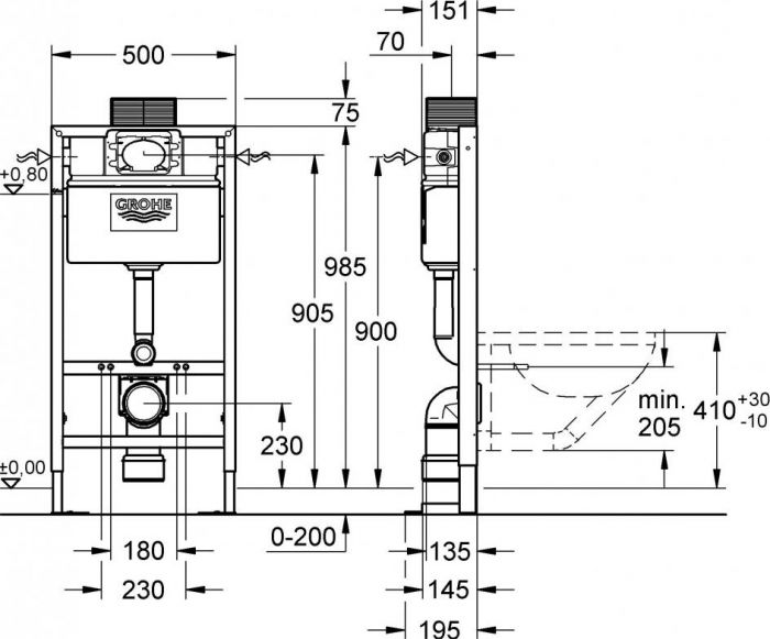 Система инсталляции для унитазов Grohe Rapid SL 38586001 усиленная