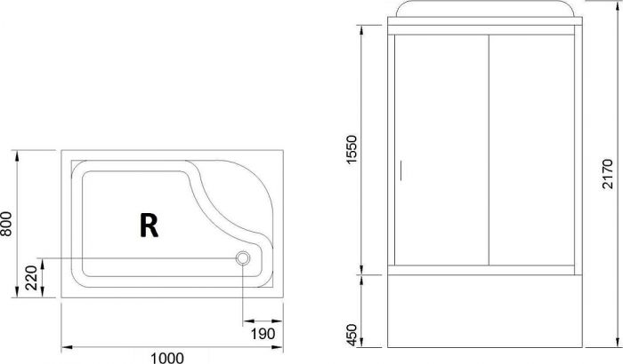 Душевая кабина 100х80 см Royal Bath BP RB8100BP1-M-R стекло матовое