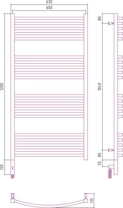 Полотенцесушитель электрический Сунержа Аркус 3.0 1200x600 00-5704-1260 МЭМ левый, хром