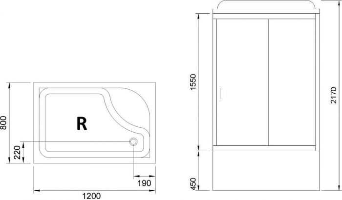 Душевая кабина 120х80 см Royal Bath BP RB8120BP3-BT-CH-R стекло прозрачное с гидромассажем