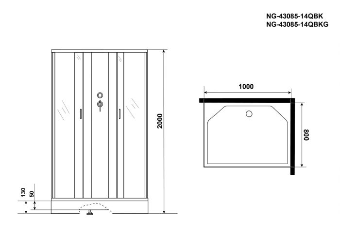 Душевая кабина Niagara Classic 430853QBKG стекло матовое, профиль серебро