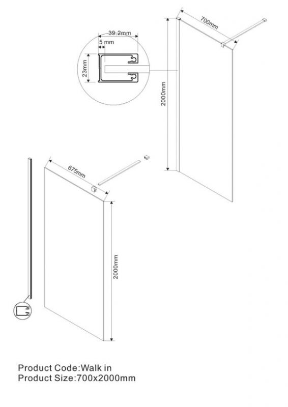 Душевая перегородка Vincea Walk-In VSW-1H700CL 70 см, хром, стекло прозрачное