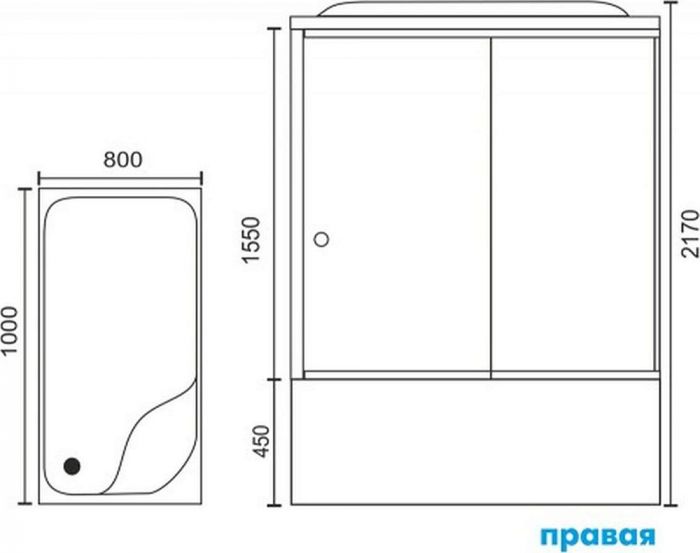 Душевая кабина 100х80 см Royal Bath BP RB8100BP6-WC-R стекло матовое