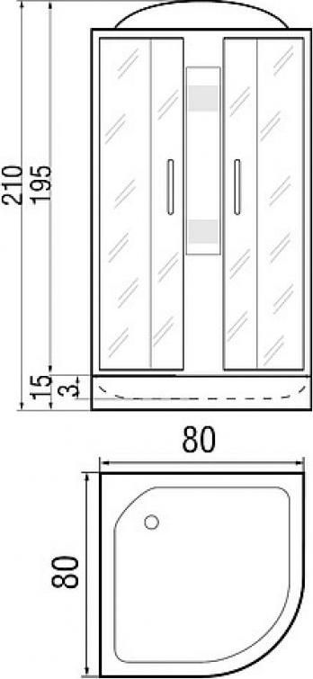 Душевая кабина 80*80*210см River Nara Light 80/15 МТ