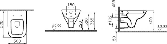 Подвесной унитаз VitrA S20 5507B003-0101, белый